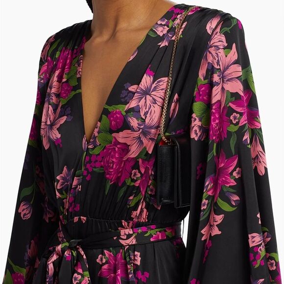 NEW Bronx and Banco Bedouin Lily Minidress Floral Black and Pink - Picture 4 of 16